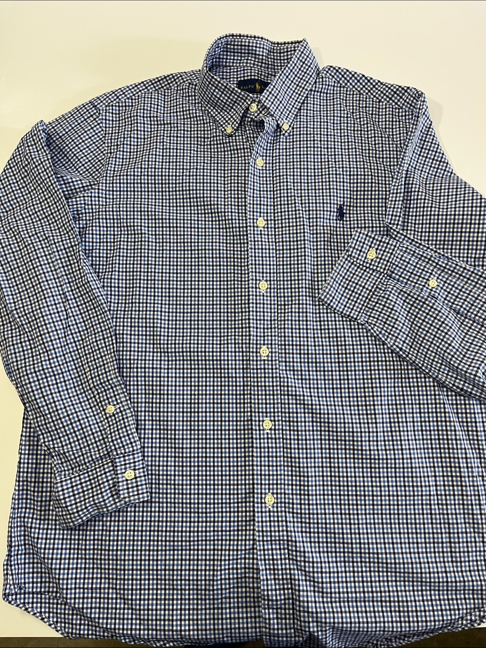 Ralph Lauren Men’s Navy & White Checked Button-Down Shirt